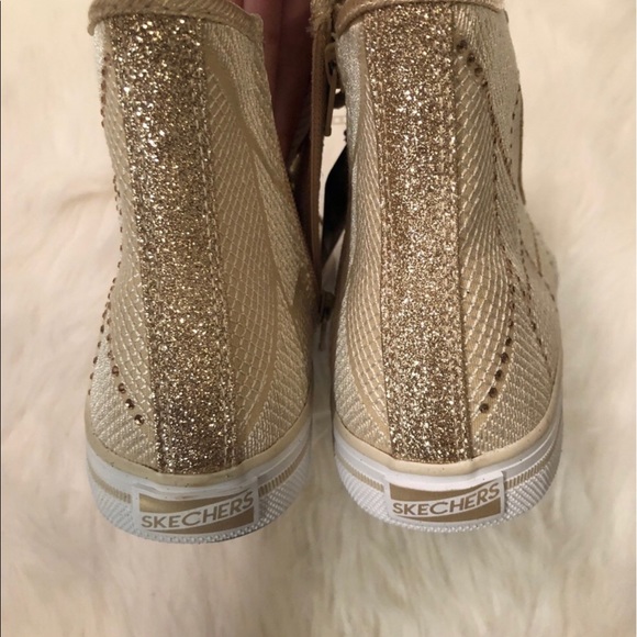 NWT Sketchers hightop gold sneakers + rhinestones - Picture 5 of 8